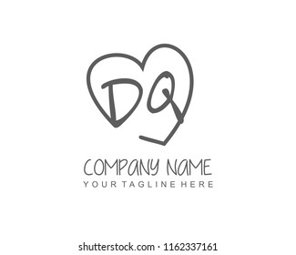 Initial D Q with love logo template vector