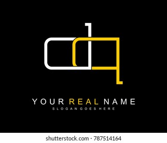 Initial D & Q minimalist logo template vector