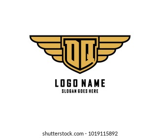 Initial D & Q wing shield logo template vector