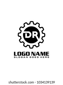 Initial D & R gear logo template vector