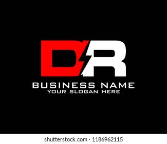 Initial D R logo concept with electric template vector