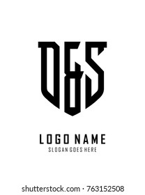 Initial D & S abstract shield logo template vector