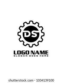 Initial D & S gear logo template vector