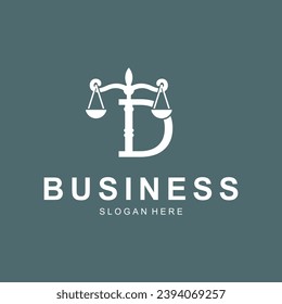 Initial D Scale Justice Logo design template, monogram logo for law firm with scale vector design