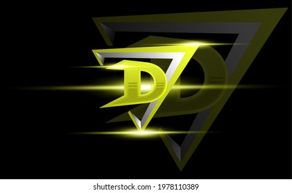 Initial D with shield, vector initial letter monogram esport, twitch and gaming logo template