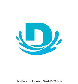 Initial D splash water simple creative logo design template