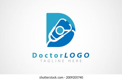 Initial D stethoscope doctor logo design inspiration