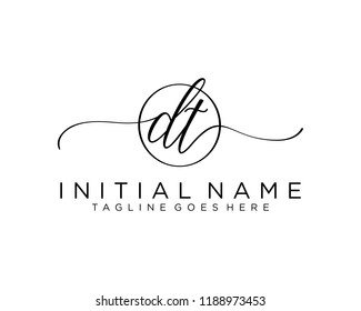 Initial D T handwriting logo vector. Hand lettering for designs
