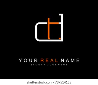 Initial D & T minimalist logo template vector