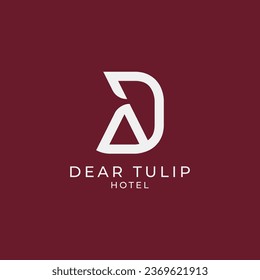 Diseño inicial del logotipo de tulipanes D. Marcas, negocios, bienes raíces, fraude y marca elegante