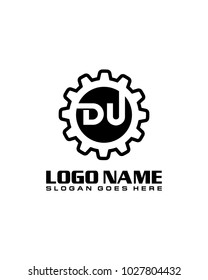 Initial D & U gear logo template vector