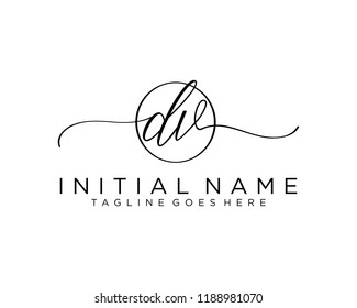 Initial D V handwriting logo vector. Hand lettering for designs