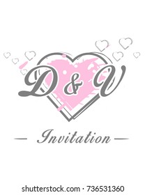 Initial D & V wedding invitation logo template vector