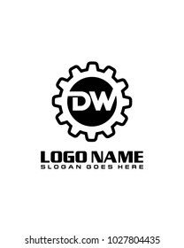 Initial D & W gear logo template vector