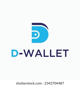 Initial D with wallet logo design vector silhouette illustration