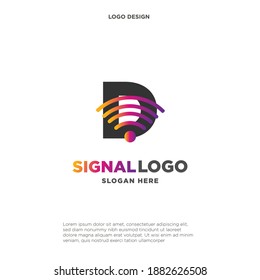 Initial-D-WLAN-Verbindung Kreativlogo-Vorlage, Vektorgrafik