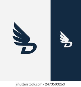 Initial D wing for sporty fast design logo vector template 