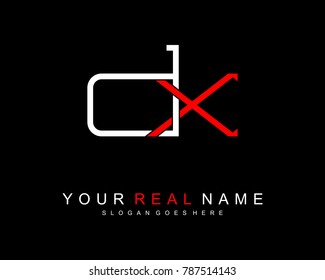 Initial D & X minimalist logo template vector