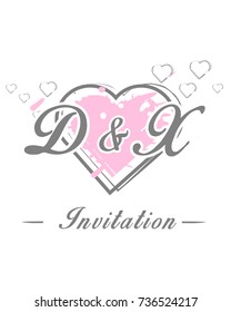 Initial D & X wedding invitation logo template vector