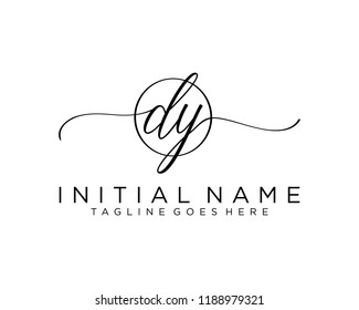 Initial D Y handwriting logo vector. Hand lettering for designs