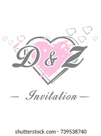 Initial D & Z wedding invitation logo template vector