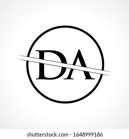 Initial DA Letter Logo Design Vector Template With Black Color. DA Logo Design