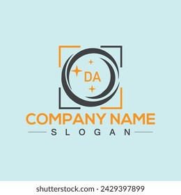 Initial DA letter logo design with creative square symbol