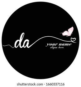 Initial DA logo handwriting vector butterfly illustration