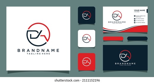 Initial DA logo, Monogram design, Letters D and A with business card design template