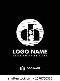 Initial DA negative space logo with circle template