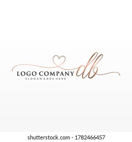 Initial DB beauty monogram and elegant logo design, handwriting logo of initial signature, wedding, fashion, floral and botanical with creative template.	
