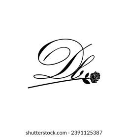 Initial DB handwriting flower typography ornament modern