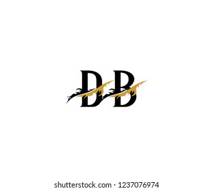 Initial DB Letter with Luxury Swoosh Flame Organic Feather Wings Logotype