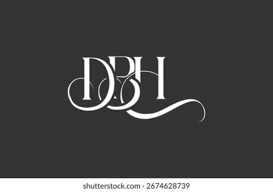 Diseño inicial del logotipo de la letra DBH. Diseño elegante del logotipo del monograma con los Elementos decorativos y la tipografía