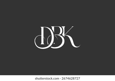 Diseño inicial del logotipo de la letra DBK. Diseño elegante del logotipo del monograma con los Elementos decorativos y la tipografía