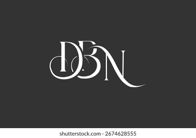 Diseño inicial del logotipo de la letra DBN. Diseño elegante del logotipo del monograma con los Elementos decorativos y la tipografía