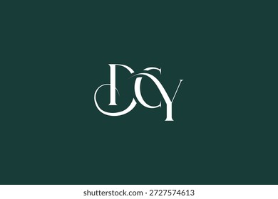 Diseño inicial del logotipo de la carta creativa de DCY. Diseño elegante del logotipo del monograma con los Elementos decorativos y la tipografía