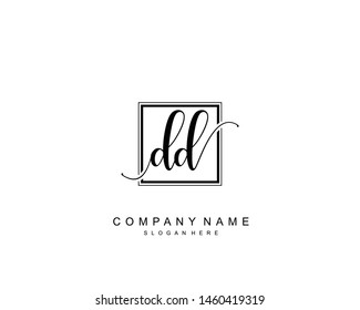 Initial DD beauty monogram and elegant logo design, handwriting logo of initial signature, wedding, fashion, floral and botanical with creative template.