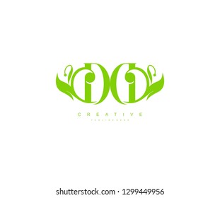 Initial DD Letter Abstract Green Leaf Monogram Stylish Logo Design