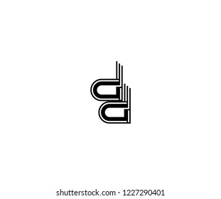 Initial DD Letter Monogram Linear Outline Shape Modern Logotype