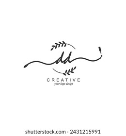 Initial DD logo handwriting botanical branding typography