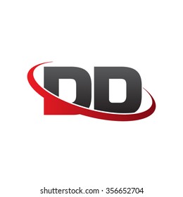 initial DD swoosh ring company logo red black