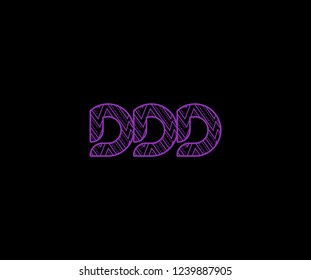 initial DDD letter zig zag dots pattern modern futuristic logotype