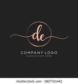 Initial DE beauty monogram and elegant logo design, handwriting logo of initial signature, wedding, fashion, floral and botanical with creative template.