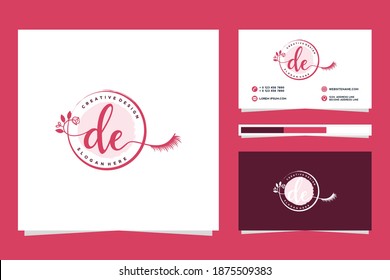 Initial DE Feminine logo collections and business card template.
