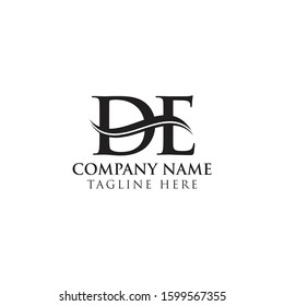 Initial DE Water Wave Letter Logo With Creative Modern Typography Vector Template. Initial Letter DE Logo Design