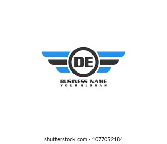 Initial DE wing logo template vector