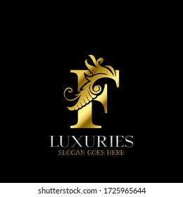 Initial Decorative  luxury F Golden letter logo design template vector in eps