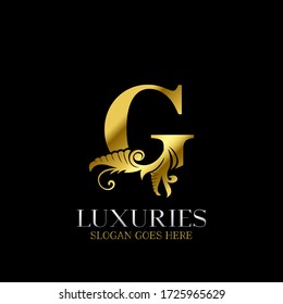Initial Decorative  luxury G Golden letter logo design template vector in eps