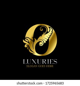 Initial Decorative  luxury O Golden letter logo design template vector in eps